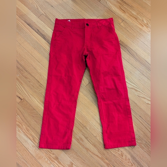 Vibrant Red Women's Jean Like Pants - Picture 1 of 7
